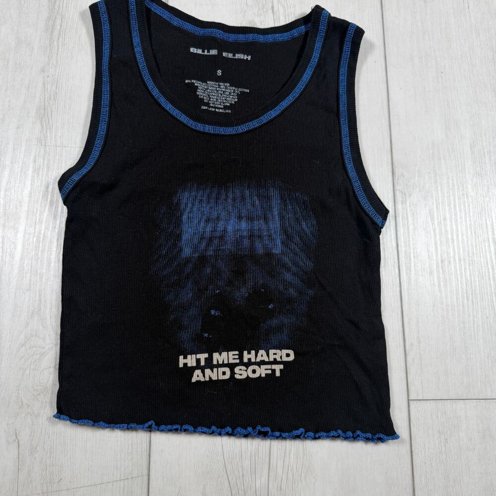 Billie Eilish Hit Me Hard and Soft Crop Tank Top Black Blue Women's Small